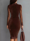 Long-Sleeve Velvet Lace Bodycon Dress thumbnail