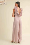 💕 MABLE 3D Floral Applique Jumpsuit with Deep Cowl Neck 💕 thumbnail