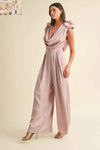 💕 MABLE 3D Floral Applique Jumpsuit with Deep Cowl Neck 💕 thumbnail