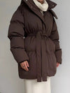 Mid-Length Thickened Hooded Winter Coat with Belted thumbnail