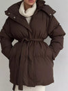 Mid-Length Thickened Hooded Winter Coat with Belted thumbnail