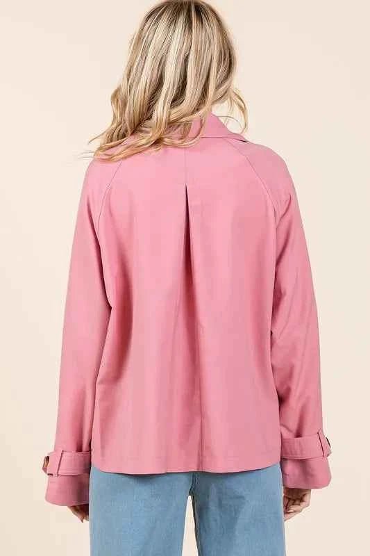 Mittoshop Double Breasted Trench Coat Jacket with Long Sleeves - MegaSuperStar