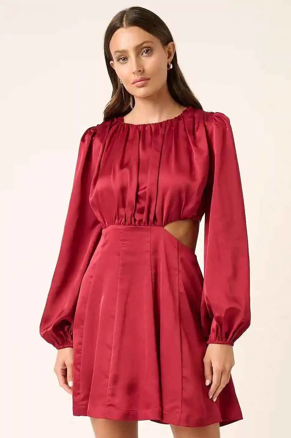 Mittoshop Satin Side Cutout Mini Dress for Effortless Chic Style - MegaSuperStar