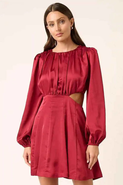 Mittoshop Satin Side Cutout Mini Dress for Effortless Chic Style - MegaSuperStar
