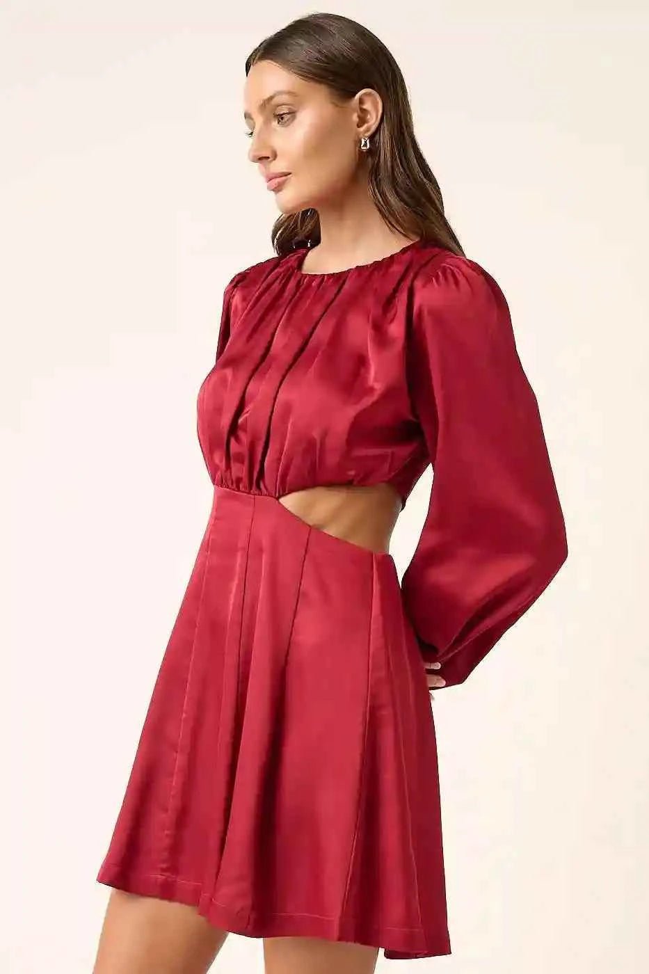 Mittoshop Satin Side Cutout Mini Dress for Effortless Chic Style - MegaSuperStar