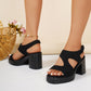 Open Toe Block Heels Sandals - MegaSuperStar