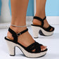 Open Toe Block Heels Sandals - MegaSuperStar