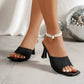 Open Toe Block Heels Sandals - MegaSuperStar