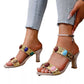 Open Toe Block Heels Sandals - MegaSuperStar