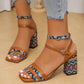 Open Toe Block Heels Sandals - MegaSuperStar