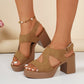 Open Toe Block Heels Sandals - MegaSuperStar