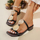 Open Toe Block Heels Sandals - MegaSuperStar