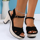 Open Toe Block Heels Sandals - MegaSuperStar