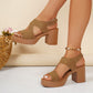 Open Toe Block Heels Sandals - MegaSuperStar