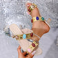 Open Toe Block Heels Sandals - MegaSuperStar