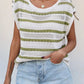 Openwork Round Neck Cap Sleeve Knit Top - MegaSuperStar