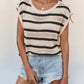 Openwork Round Neck Cap Sleeve Knit Top - MegaSuperStar