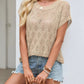 Openwork Short Sleeve Knit Top - MegaSuperStar