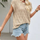 Openwork Short Sleeve Knit Top - MegaSuperStar