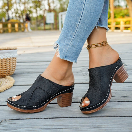 Customer styling Peep Toe Block Heel Sandals