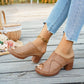 Peep Toe Block Heel Sandals - MegaSuperStar