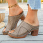 Peep Toe Block Heel Sandals - MegaSuperStar