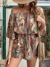 Perfee Off Shoulder Romper - Printed Half Sleeve Style for Effortless Chic thumbnail