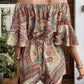 Perfee Off Shoulder Romper - Printed Half Sleeve Style for Effortless Chic - MegaSuperStar