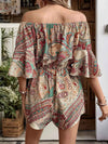 Perfee Off Shoulder Romper - Printed Half Sleeve Style for Effortless Chic thumbnail