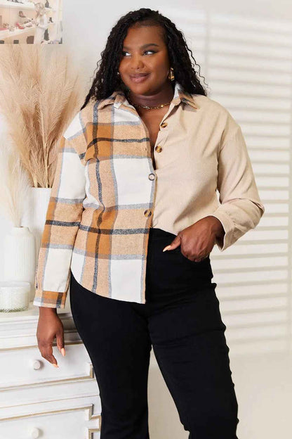 Perfee Plaid Print Dropped Shoulder Shirt for Stylish Comfort - MegaSuperStar