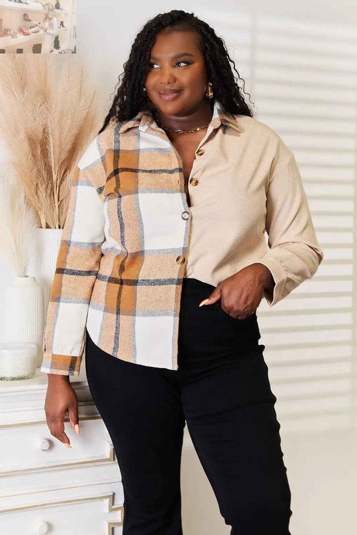 💕 Perfee Plaid Print Dropped Shoulder Shirt for Stylish Comfort 💕
