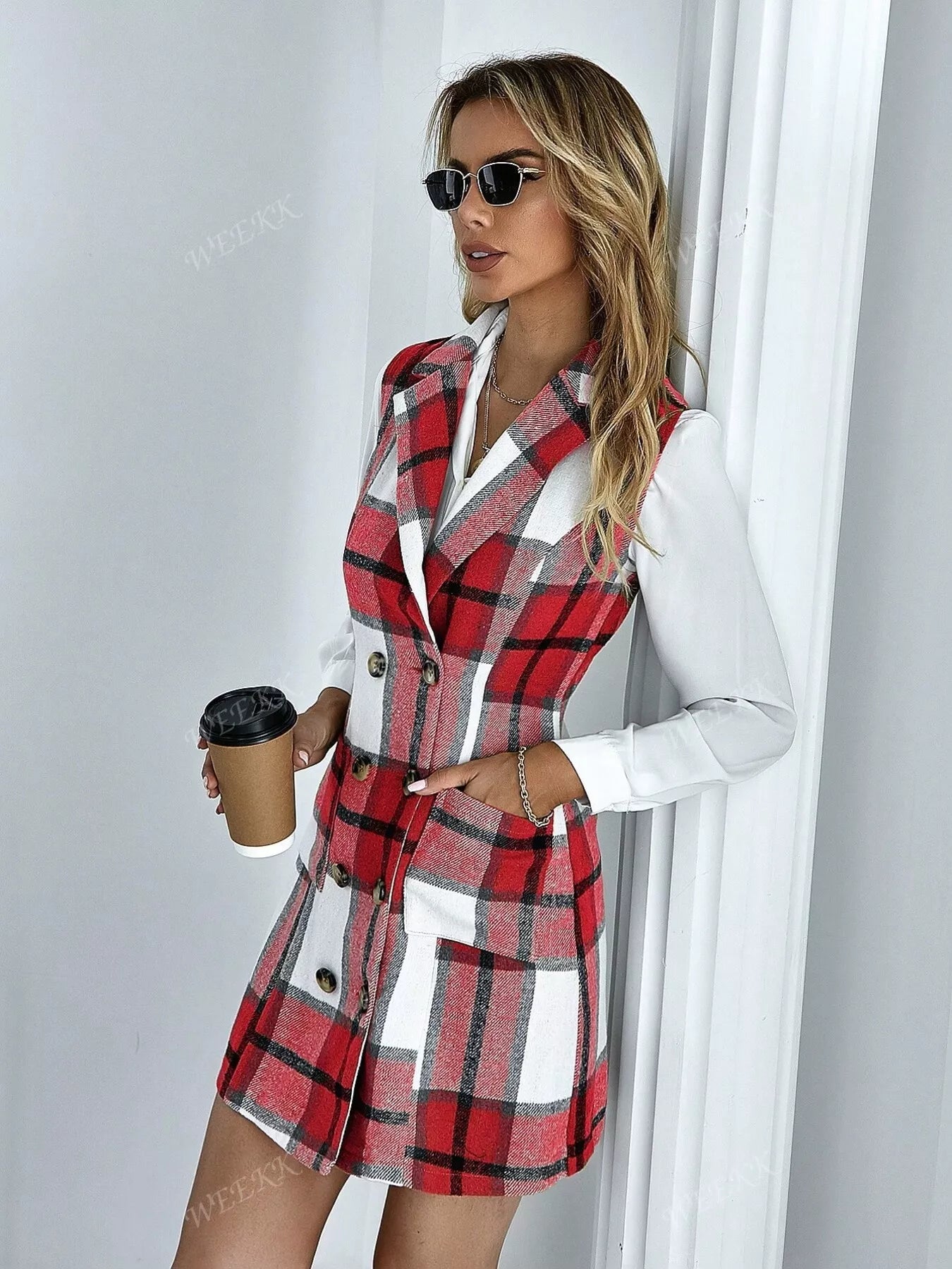 🌸 Plaid Blazer Dress - Statement Style 🌸 - MegaSuperStar
