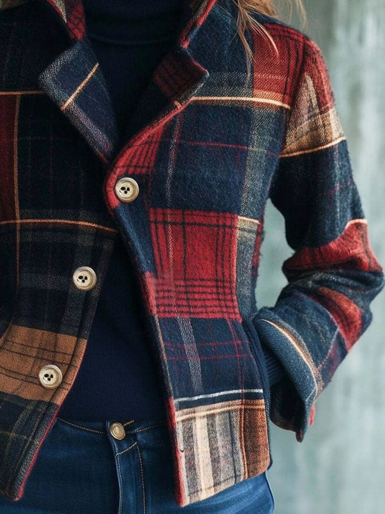 Plaid Button Up Blazer - MegaSuperStar