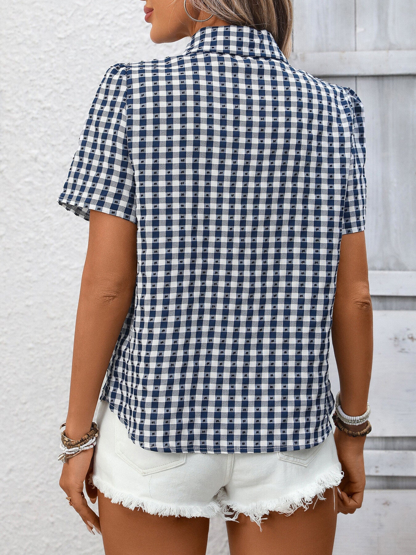 Plaid Button - Up Short Sleeve Shirt - MegaSuperStar
