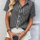 Plaid Button - Up Short Sleeve Shirt - MegaSuperStar
