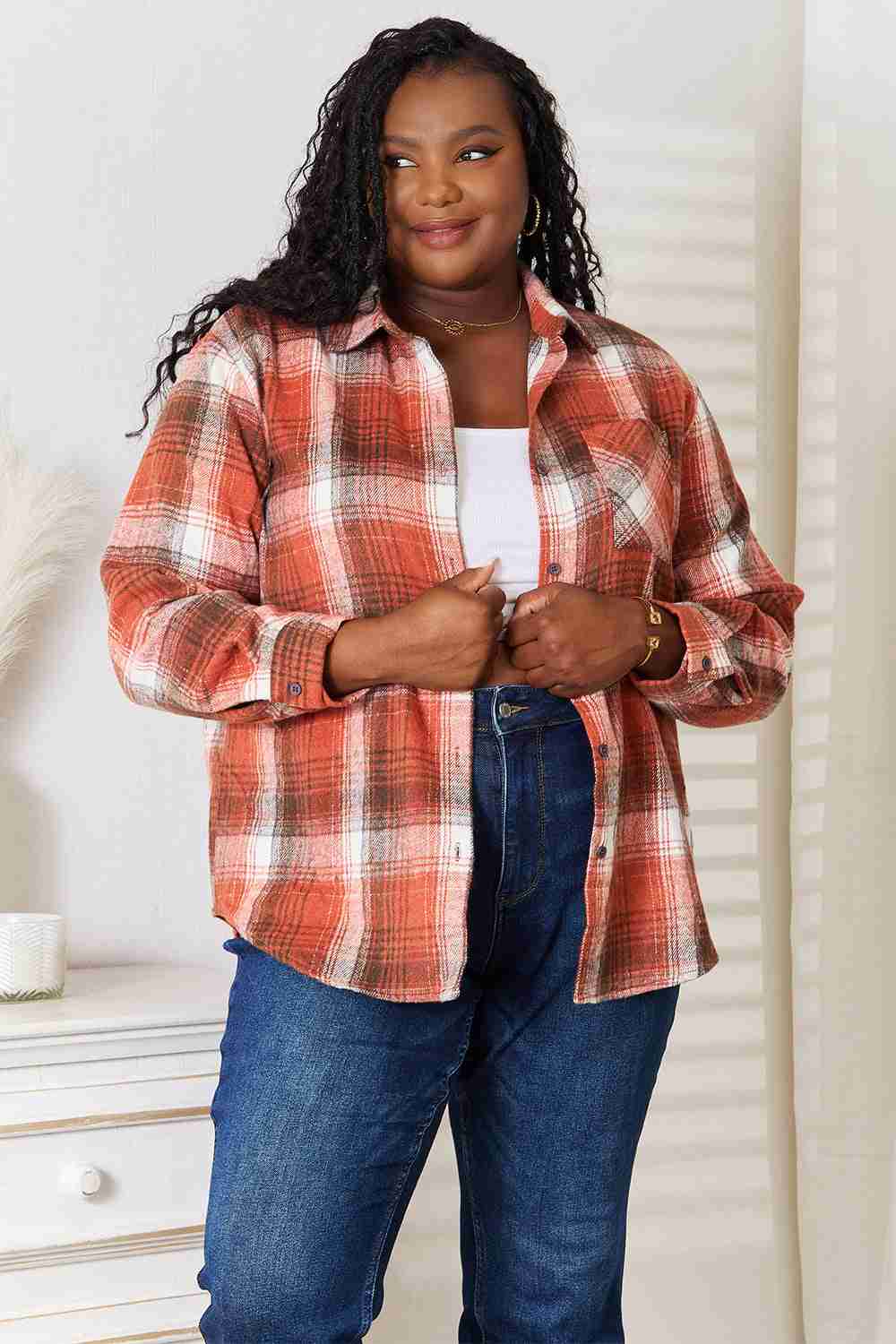 Plaid Collared Long Sleeve Shirt for a Stylish Look - MegaSuperStar