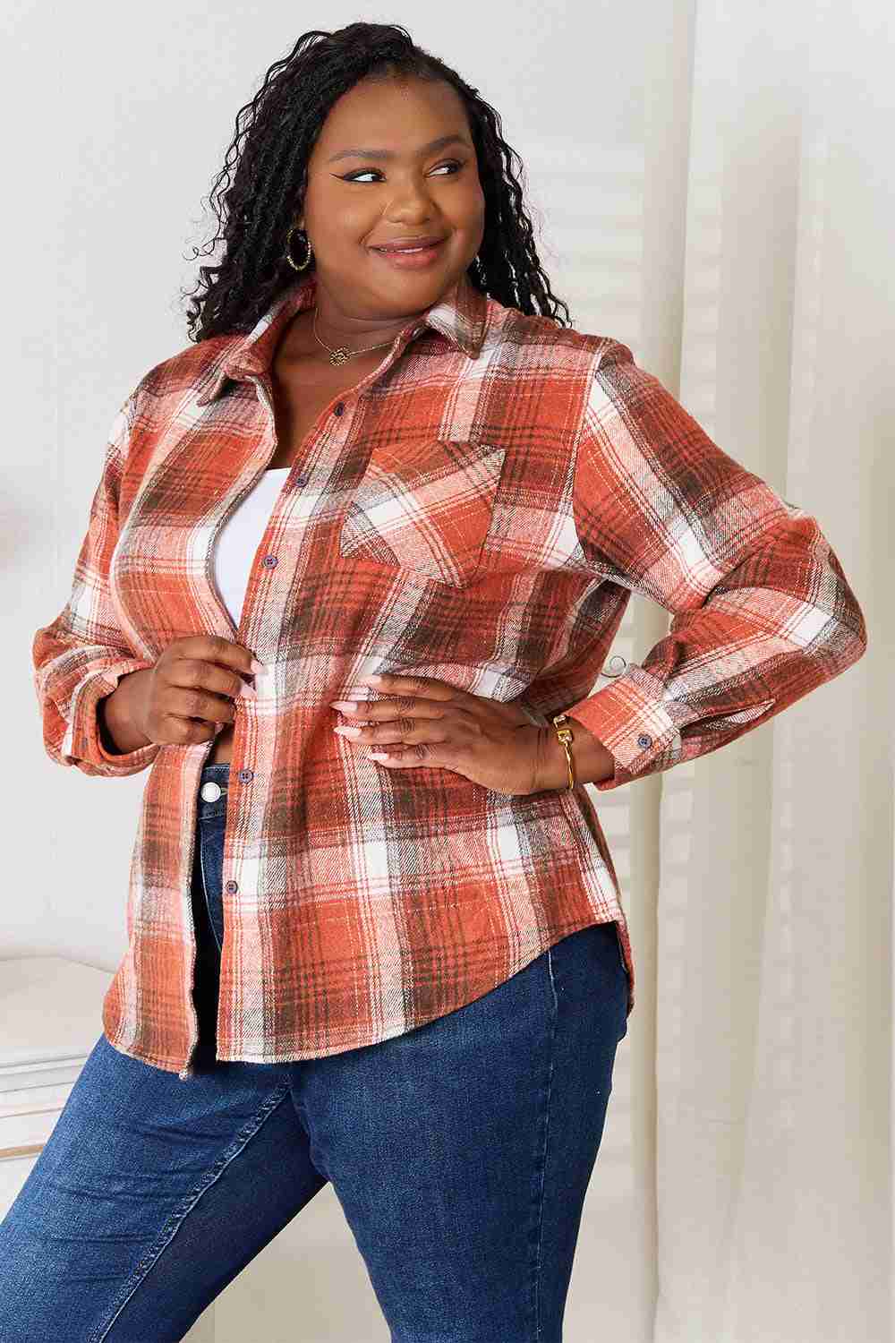 Plaid Collared Long Sleeve Shirt for a Stylish Look - MegaSuperStar