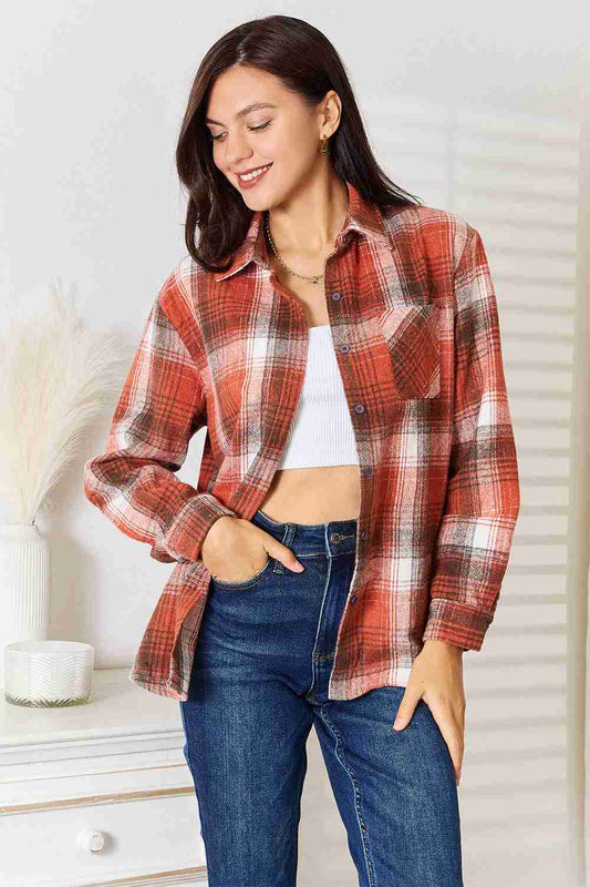 Plaid Collared Long Sleeve Shirt for a Stylish Look - MegaSuperStar
