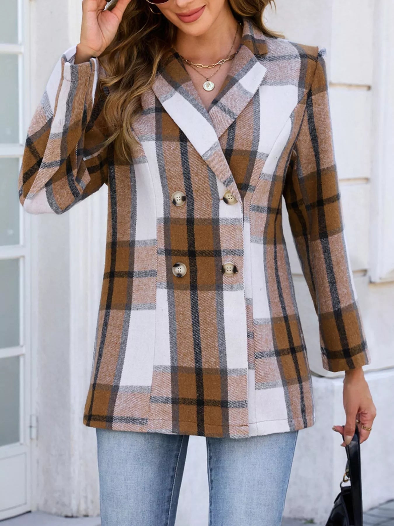 💖 Plaid Double - Breasted Blazer - Classic Sophistication 💖 - MegaSuperStar