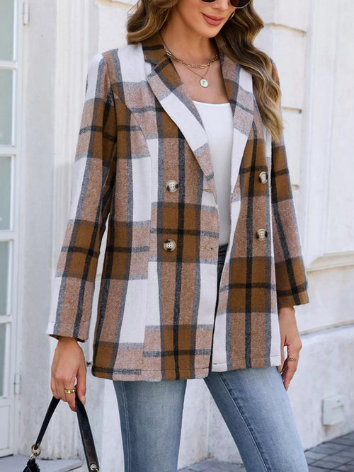 Customer styling 💖 Plaid Double-Breasted Blazer - Classic Sophistication 💖