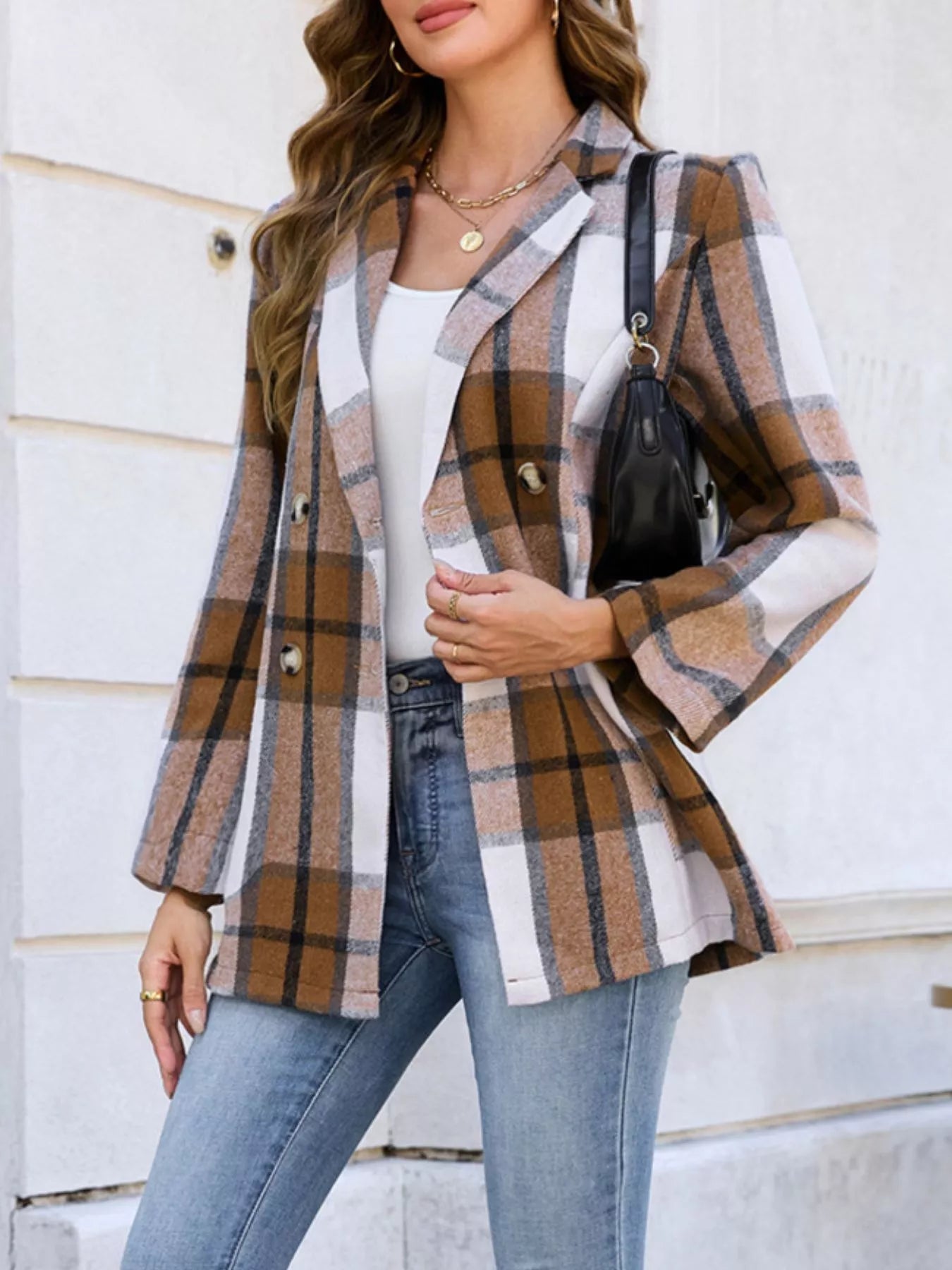 💖 Plaid Double - Breasted Blazer - Classic Sophistication 💖 - MegaSuperStar