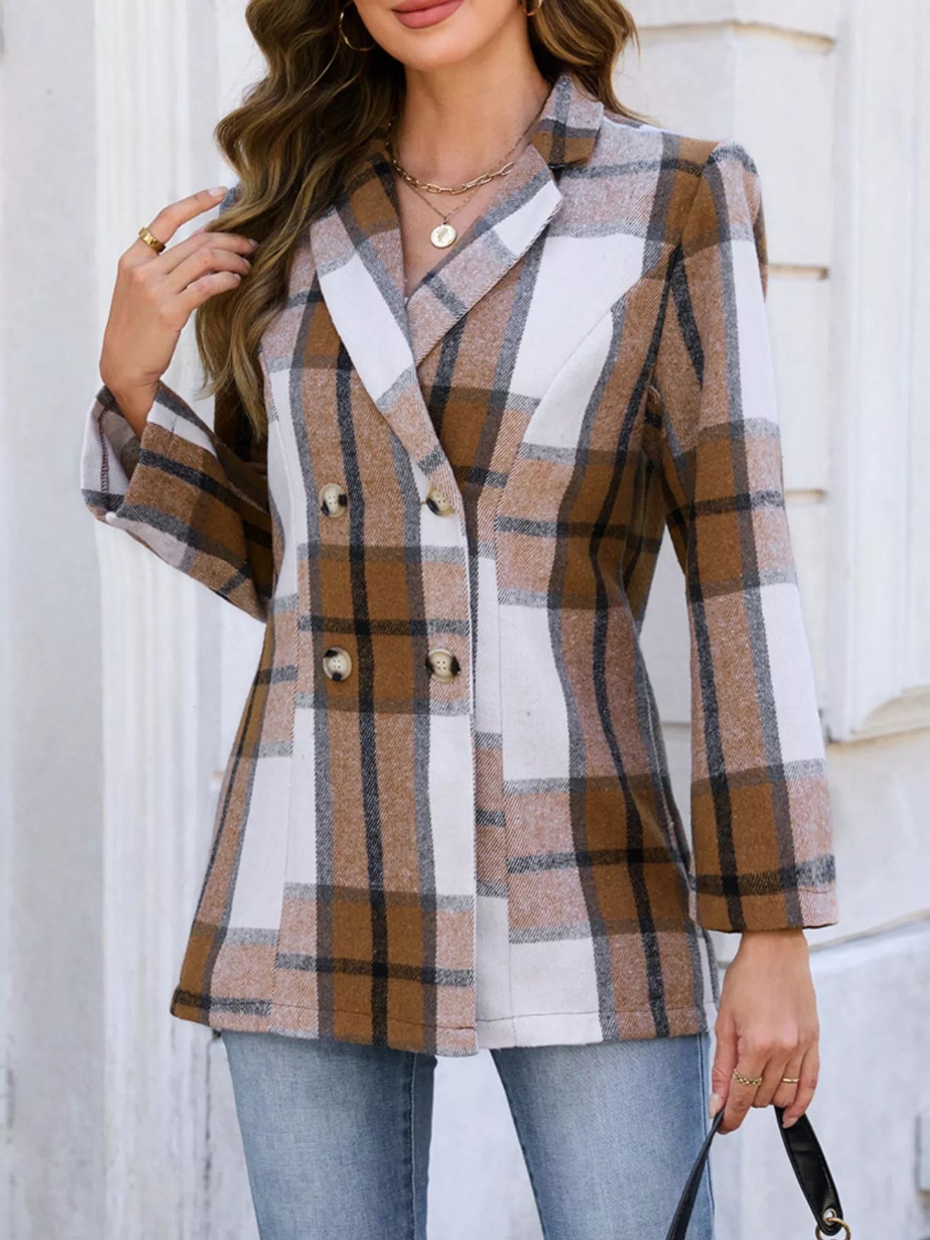 💖 Plaid Double - Breasted Blazer - Classic Sophistication 💖 - MegaSuperStar