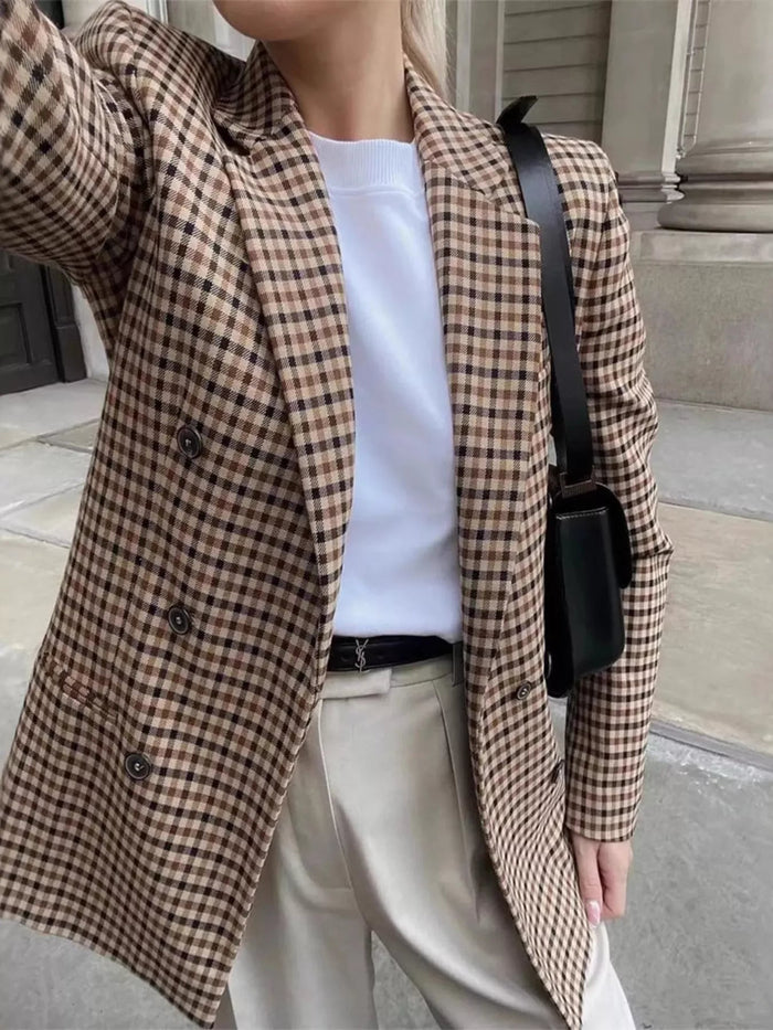 💖 Plaid Lapel Blazer - Professional Polish 💖