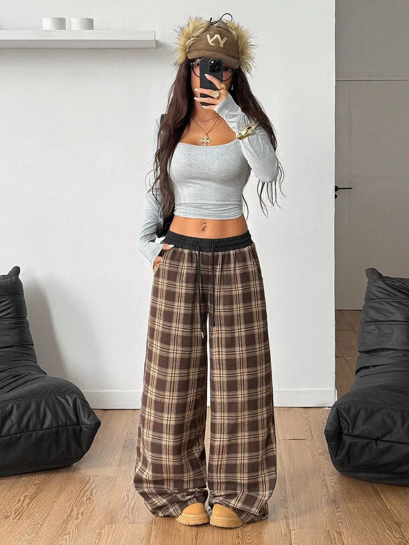 🌸 Plaid Wide Leg Pants - Classic Sophistication 🌸 - MegaSuperStar