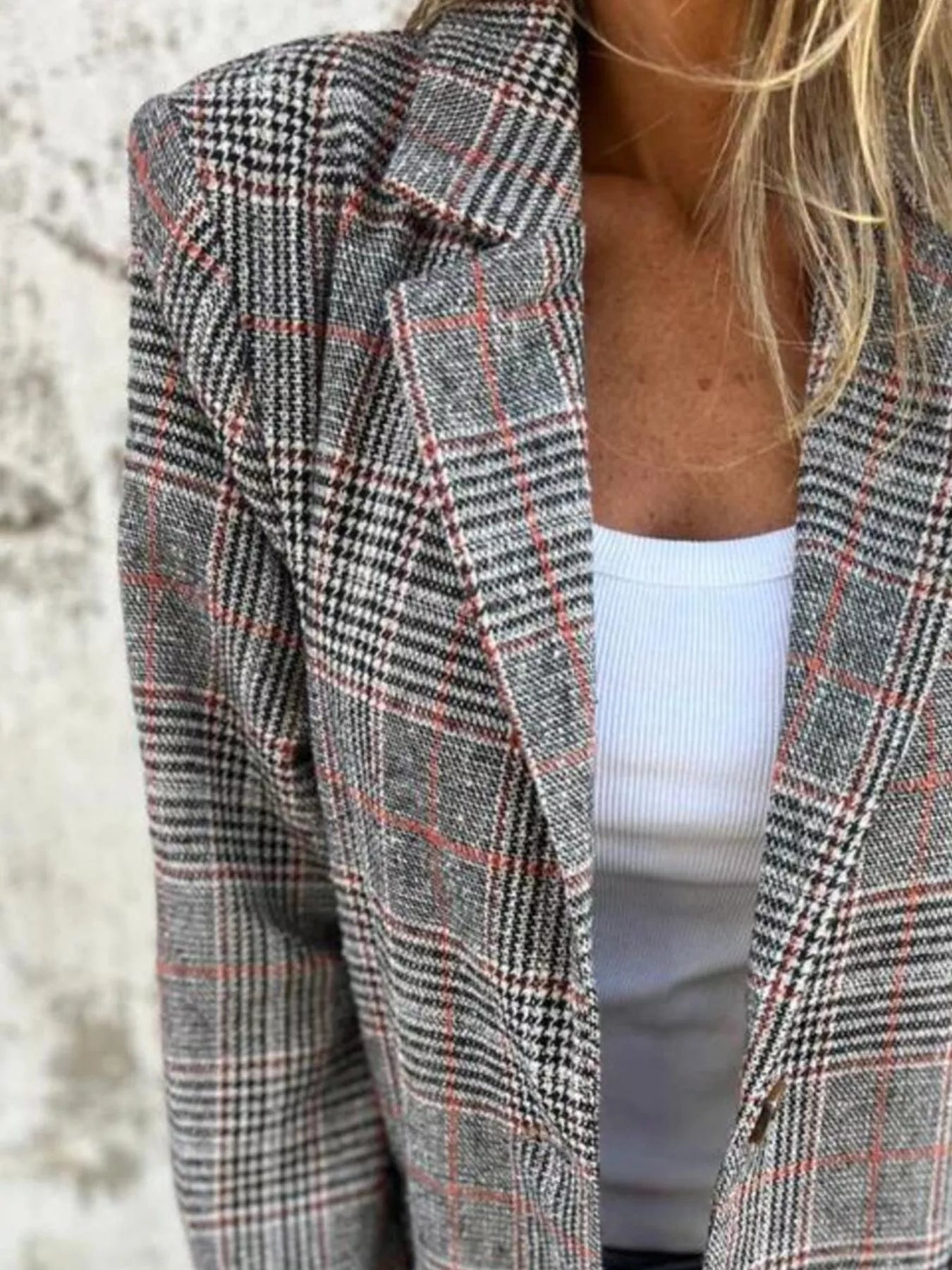💕 Plus Size Plaid Single - Breasted Blazer - Flattering Fit 💕 - MegaSuperStar