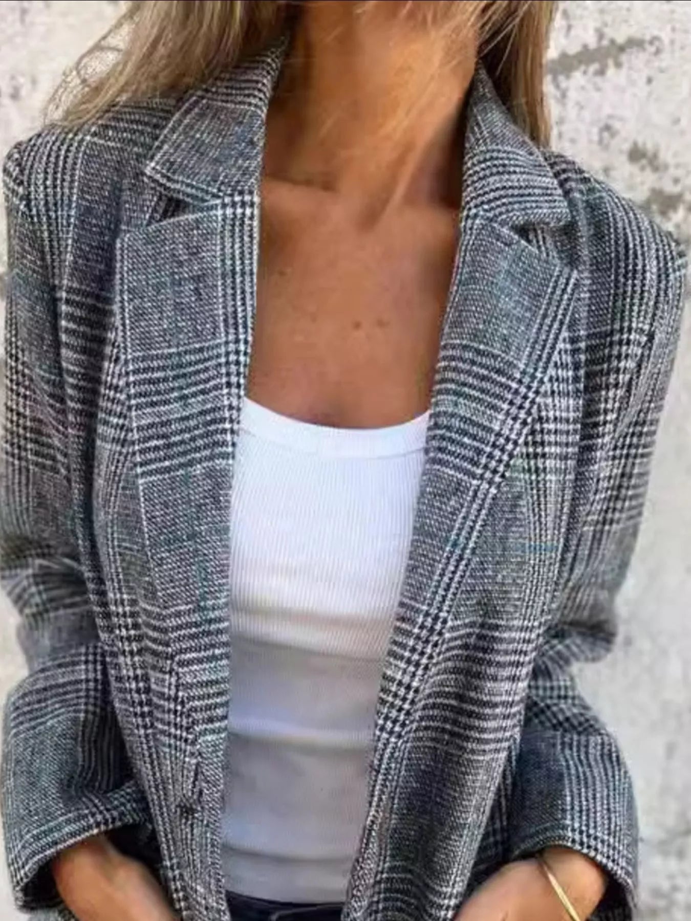 💕 Plus Size Plaid Single - Breasted Blazer - Flattering Fit 💕 - MegaSuperStar