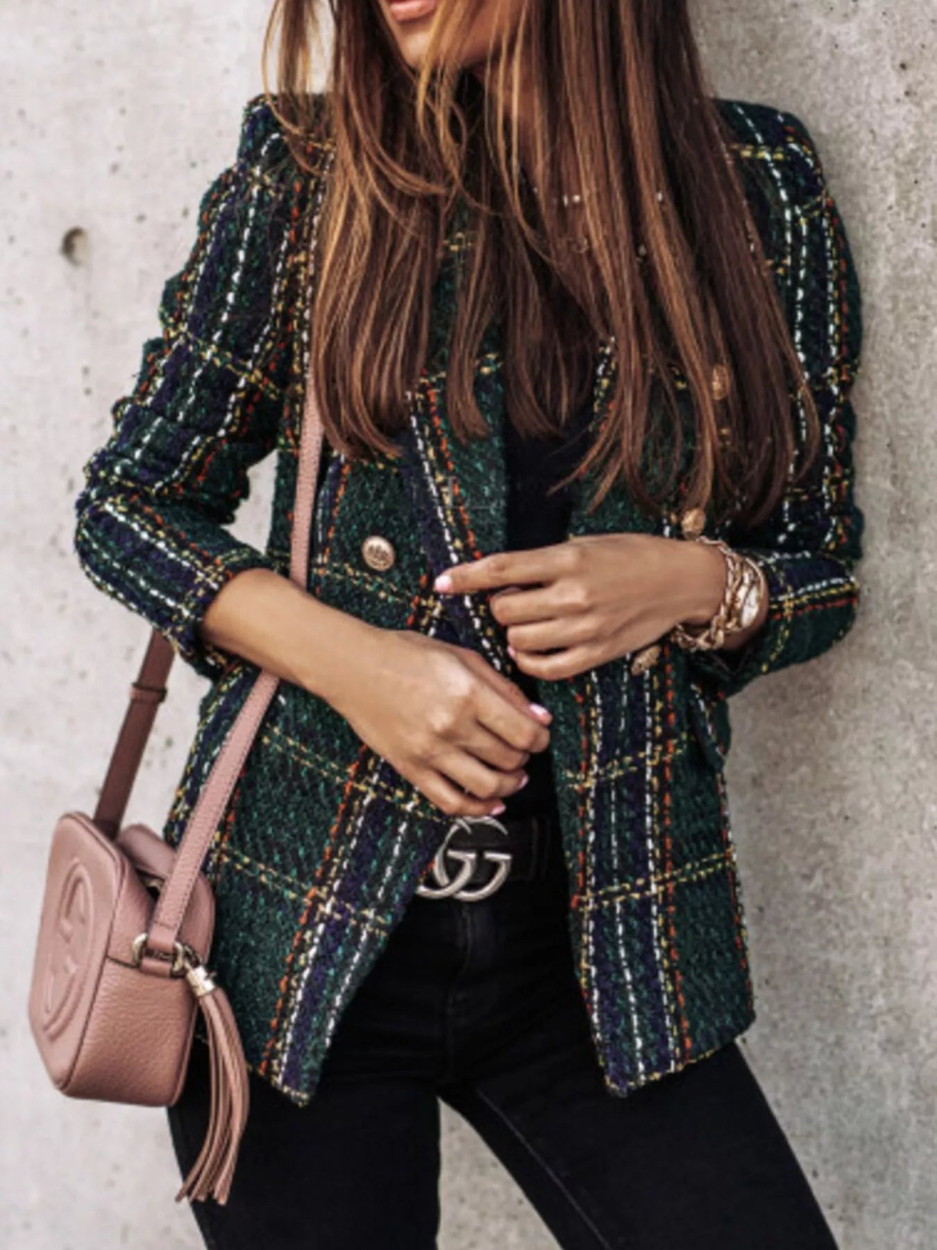 🌸 Plus Size Plaid Tweed Blazer - Luxury Tailoring 🌸 - MegaSuperStar