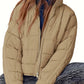 Pocketed Plaid Quilted Zip Up Winter Coat - MegaSuperStar
