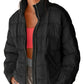Pocketed Plaid Quilted Zip Up Winter Coat - MegaSuperStar