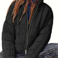 Pocketed Plaid Quilted Zip Up Winter Coat - MegaSuperStar